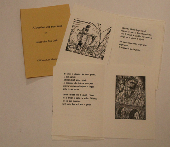Edition originale d\'un texte de frédérick Gaabin et de gravures de Marc granier sur papier Hahnemûhele 300g . Les 2