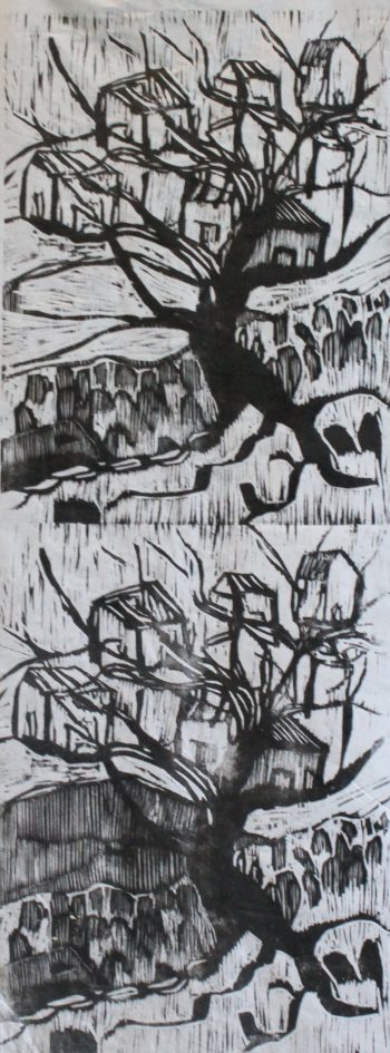 130x20cm gravure sur bois imprimée sur papier Japon